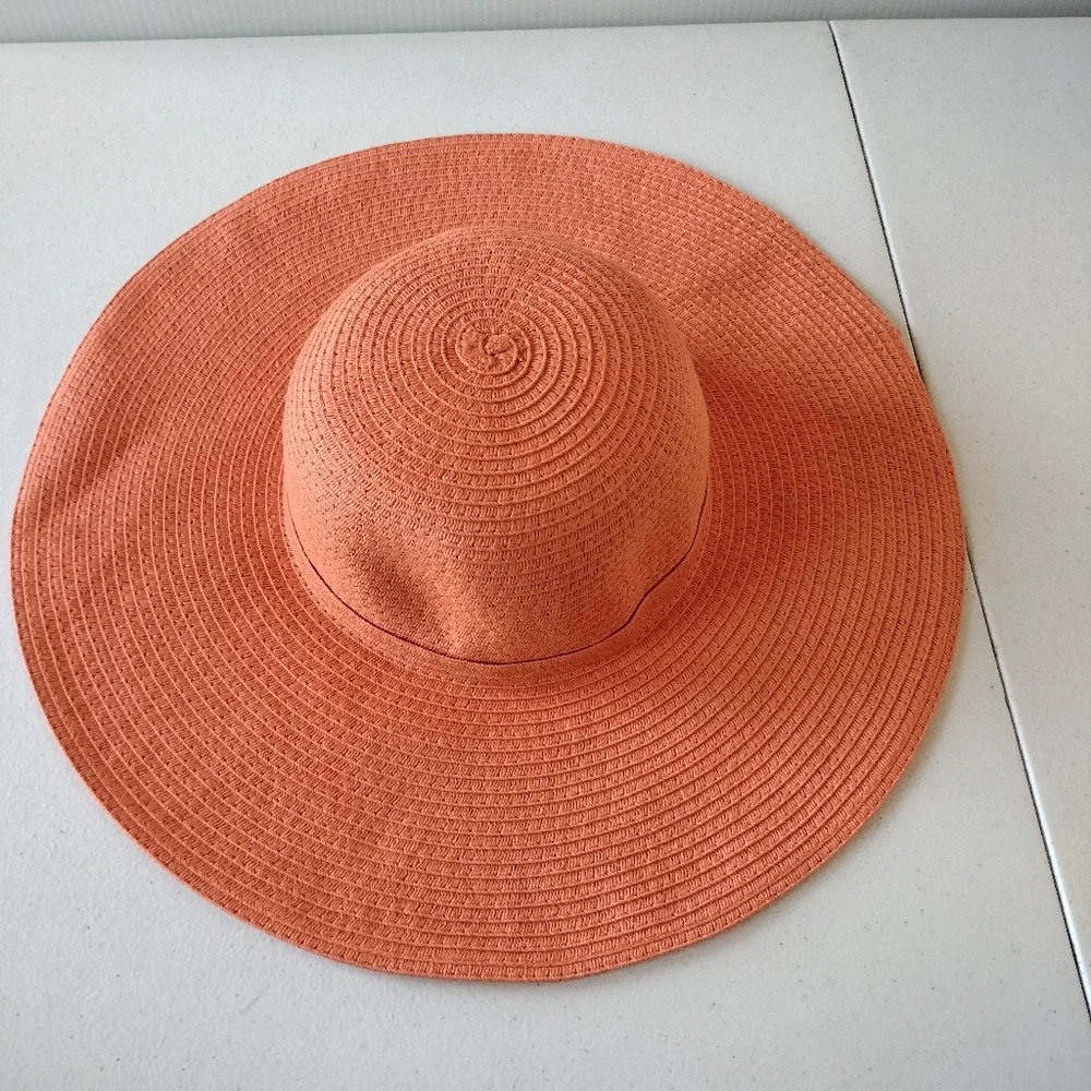 Shade & Shore light orange straw floppy Hat beach vacation resortwear travel